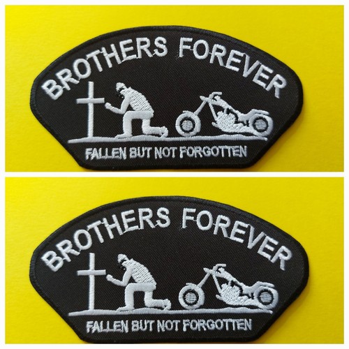 Pair biker slogan patches - a,