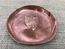 RARE ARTS & CRAFTS S & S SANKEY COPPER COIN PIN DISH WITH CREST