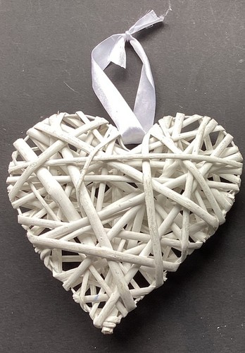 White wicker heart - wicker, wall