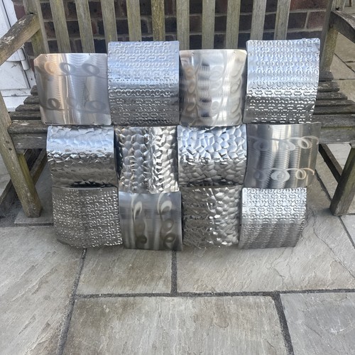 Large silver metal square - silver,