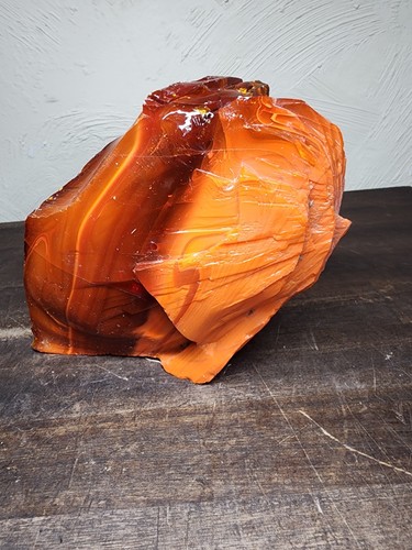 Large red orange slag - large, glass
