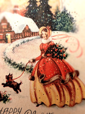 Vtg Crinoline Lady Puppy Dog