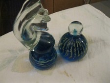 Vintage Mdina Seahorse  Art Glass Signed & Paperweight Sand & Sea Blue & Lime