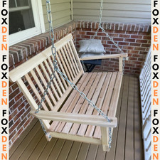 2 Seater Wooden Swing Chair Hanging Garden Swinging Porch Bench and Chains Brown