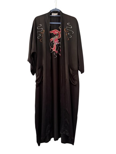 Japanese kimono black dragon - black,