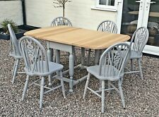 Light Oak drop leaf kitchen table 6 chairs dining table Shabby Chic Stunning 