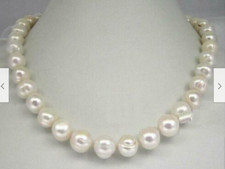 19" New AAA+ 9-10mm Real natural south sea white baroque pearl necklace 14k