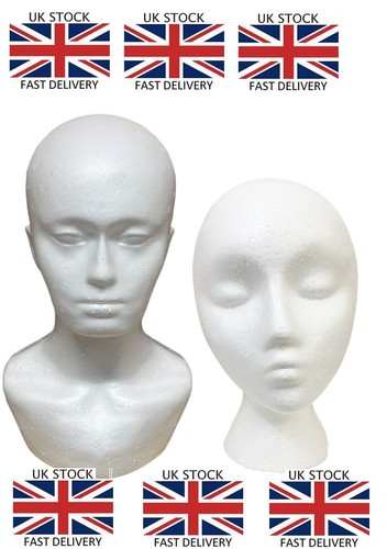 Polystyrene wig head with - head,