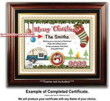 PERSONALIZED CHRISTMAS CERTIFICATE teardrop travel trailer camper rv GREAT GIFT