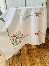 Vintage 100% Linen Embroidered