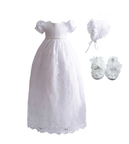 Long lace christening gown - ,