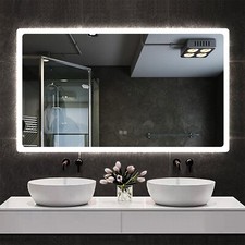 LED Bathroom Mirror with 3 Color Lights Dimmable Bluetooth Demister  Large Size