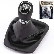 for SKODA OCTAVIA II 2 YETI LEATHER GEAR SHIFT STICK KNOB 5 SPEED HANDLE SHIFTER
