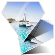 2 x Diamond Stickers 7.5 cm - Sailing Boat Catamaran Corsica Island  #24131