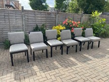 6 x Bespoke Designer Dining Chairs - Solid Wood - Stained Oak - Designer Fabric