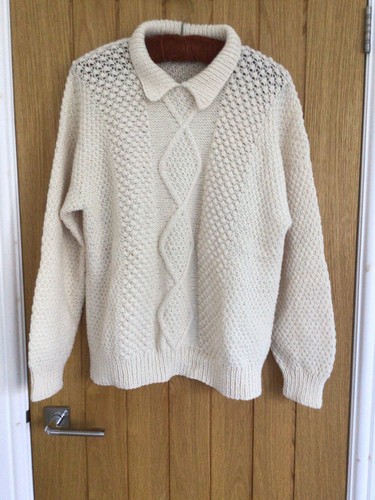 Hand knitted aran cream - hand,