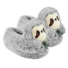 Ladies / Womens Plush Novelty Grey Sloth Slippers