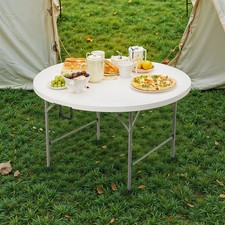 4FT/5FT Round Folding Dining Table for Outdoor Garden Patio Camping Picnics BBQs