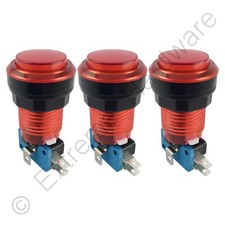 3 x Red 5V LED T10 28mm Round Illuminated Arcade Push Buttons & Microswitches