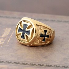 Men's Gold Black Enamel