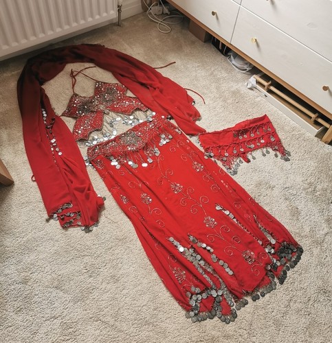 Piece red silver belly dance - piece,