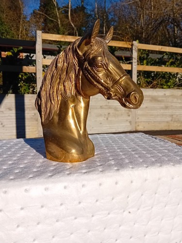 Brass horse head ornament - horse,