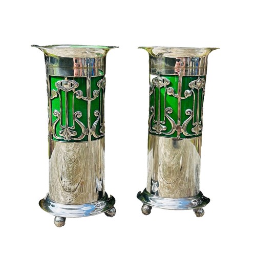 Arts crafts silver vases - arts,