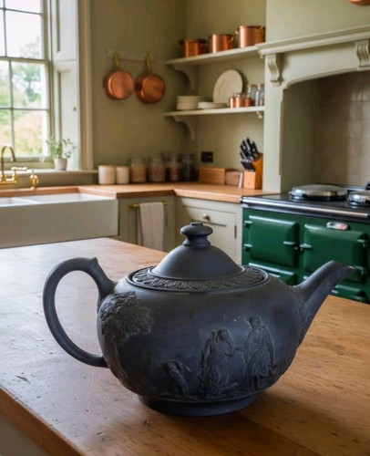 Wedgwood black basalt - , lidded