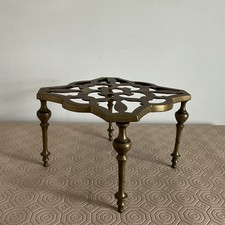 Antique Brass Trivet Long Slender Legs As Found