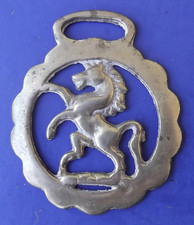 English Brass Horse Harness Medallion - Rearing Horse