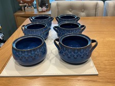 DENBY MIDNIGHT HANDLED SOUP  / CASSEROLE BOWLS X 5 & 1 OTHER STONEWARE TABLEWARE