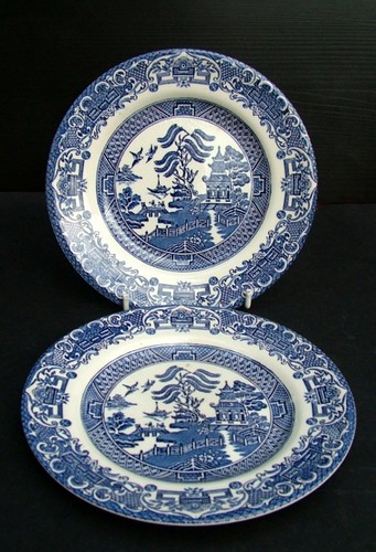Two staffordshire blue willow - blue,