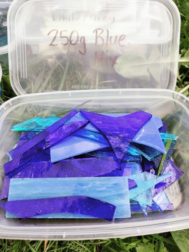 Blue stained glass - blue, offcuts