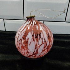 Large Vintage Witches Ball - Red & White Glass Glass