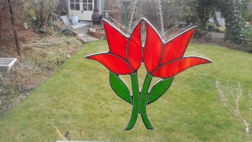 Stained glass tulip flowers - stained,