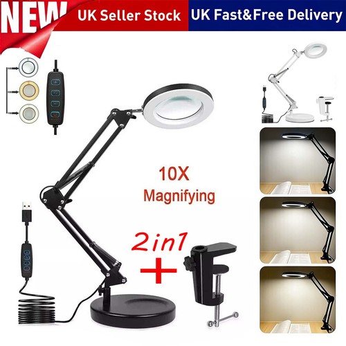 10x magnifying lamp led desk - 10x,