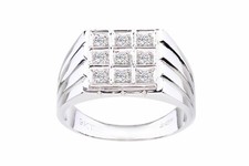 9ct White Gold Stone Set Mens