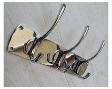 SOLID BRASS 3 hook rail CHROME