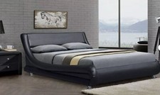 BLACK LEATHER BED ITALIAN
