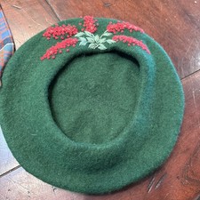 Hand Embroidered Wool Beret