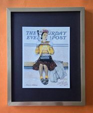 Norman Rockwell Signed 1970s Vintage Print, Mounted & Framed, Americana Art