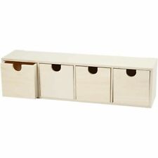 Wooden Chest With FOUR Drawers 9cm x 35cm Paint Decorate Craft Tool Storage Box