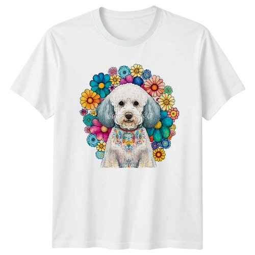 Bichon frise floral - floral, t-shirt