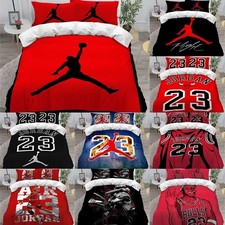 Jordan Basketball Duvet Quilt Cover Pillowcases Bedding Set Single Double Queen