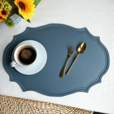 1X Faux Leather Table Placemat Waterproof Non-slip Oilproff Retro Table Mats