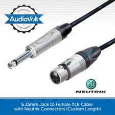 Neutrik Mono 6.35mm Jack to Female XLR Audio Microphone Cable Lead 1m-50m