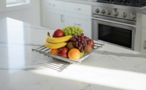 Chrome fruit basket - chrome, square