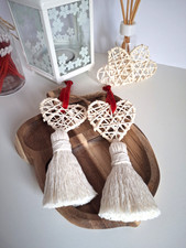Heart Pendant Rustic Wicker