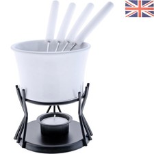 Luxury 7-Piece Chocolate Fondue Set in Ceramic and Stainless Steel - Gift Boxed