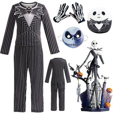 Kids Nightmare Before Christmas Cosplay Jack Skellington Halloween Costume Suits